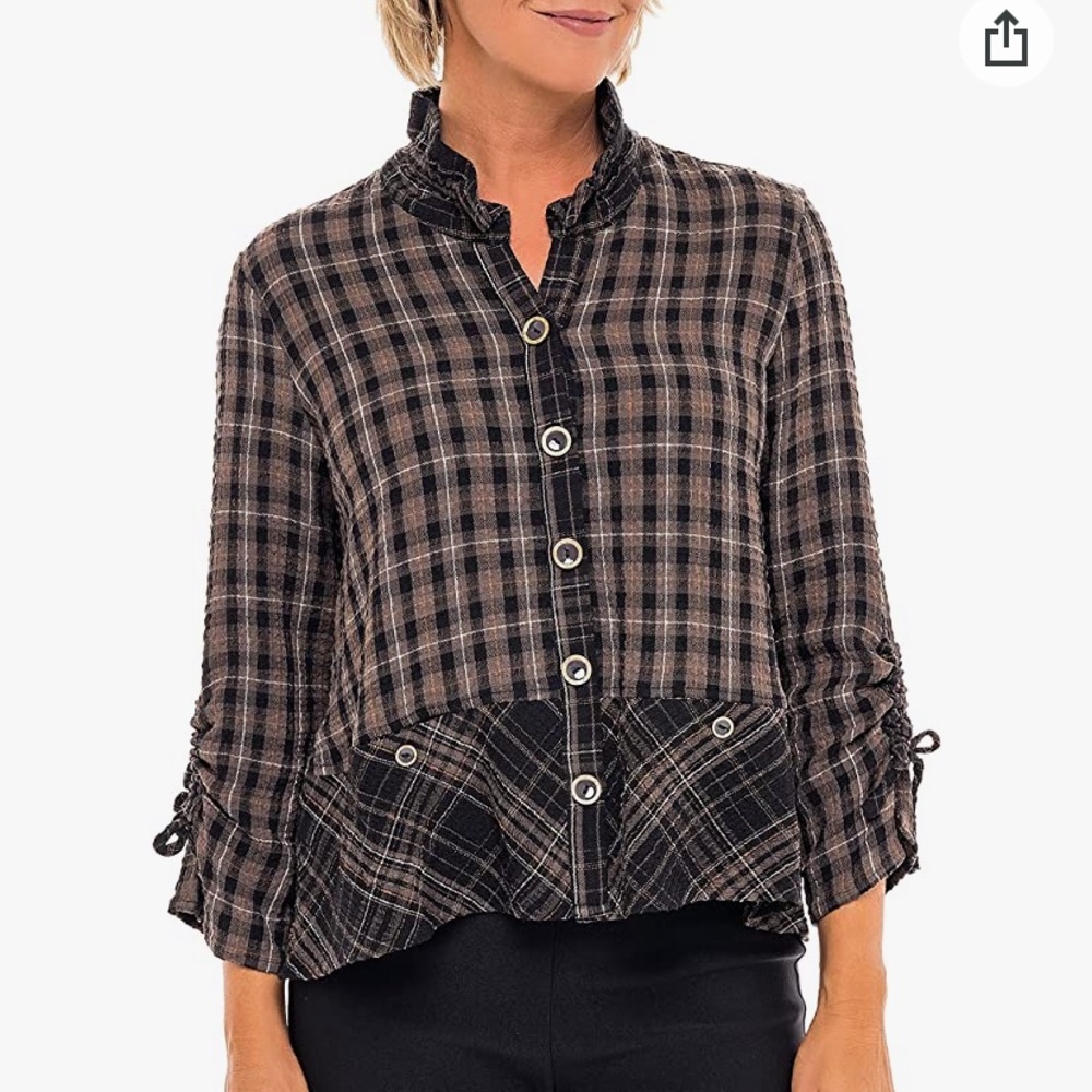 Habitat Clothes Soft Twill Mixed Up Plaid Shirt jacket (shaket)
